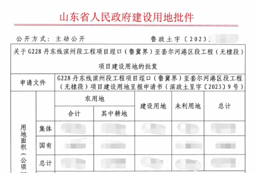 喜讯丨G228丹东线滨州段工程项目建设用地获省政府批复